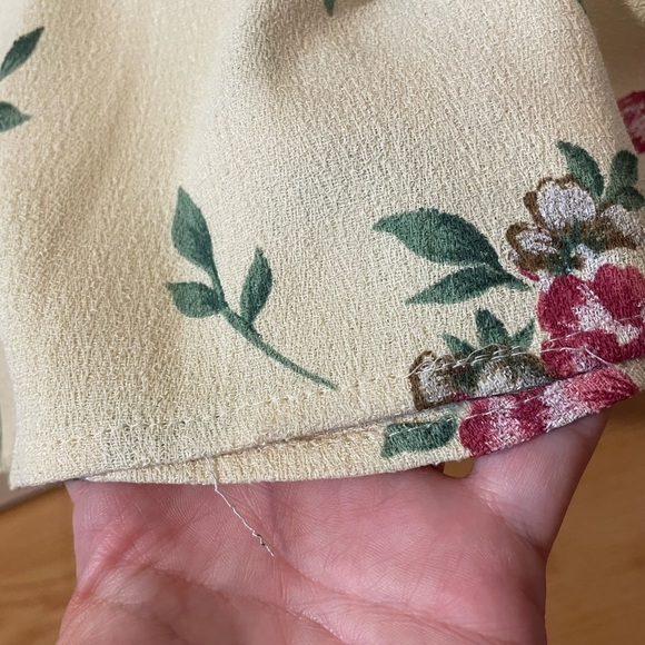 Vintage Maxi Satin Floral Dress Empire Waist Size XL Light Yellow Pink Green - Picture 11 of 15